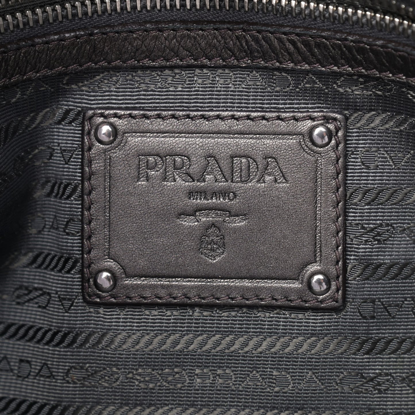 Metallic Nappa Tessuto Nylon Mordore Stripes Tote Grey