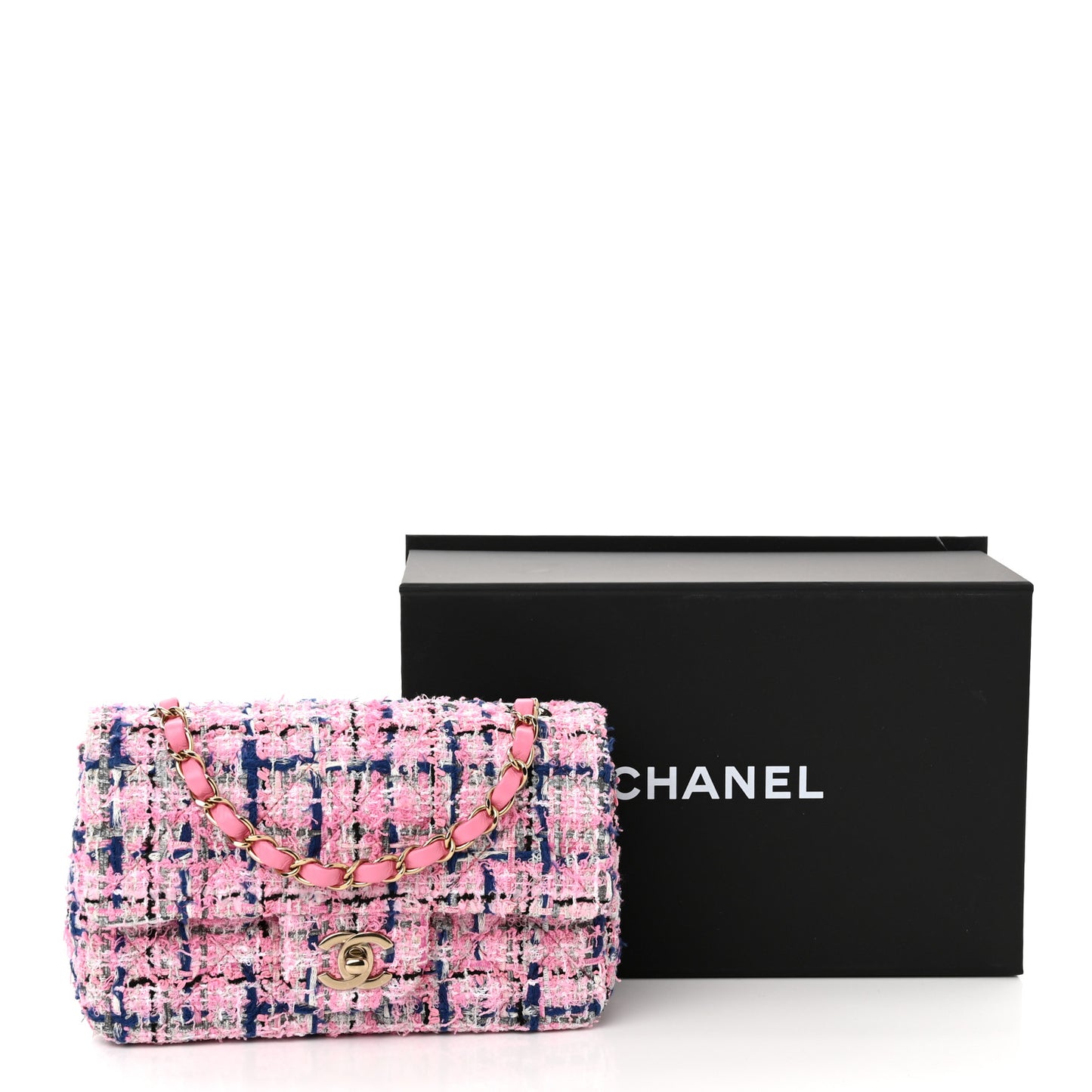 Tweed Quilted Mini Rectangular Flap Pink Multicolor