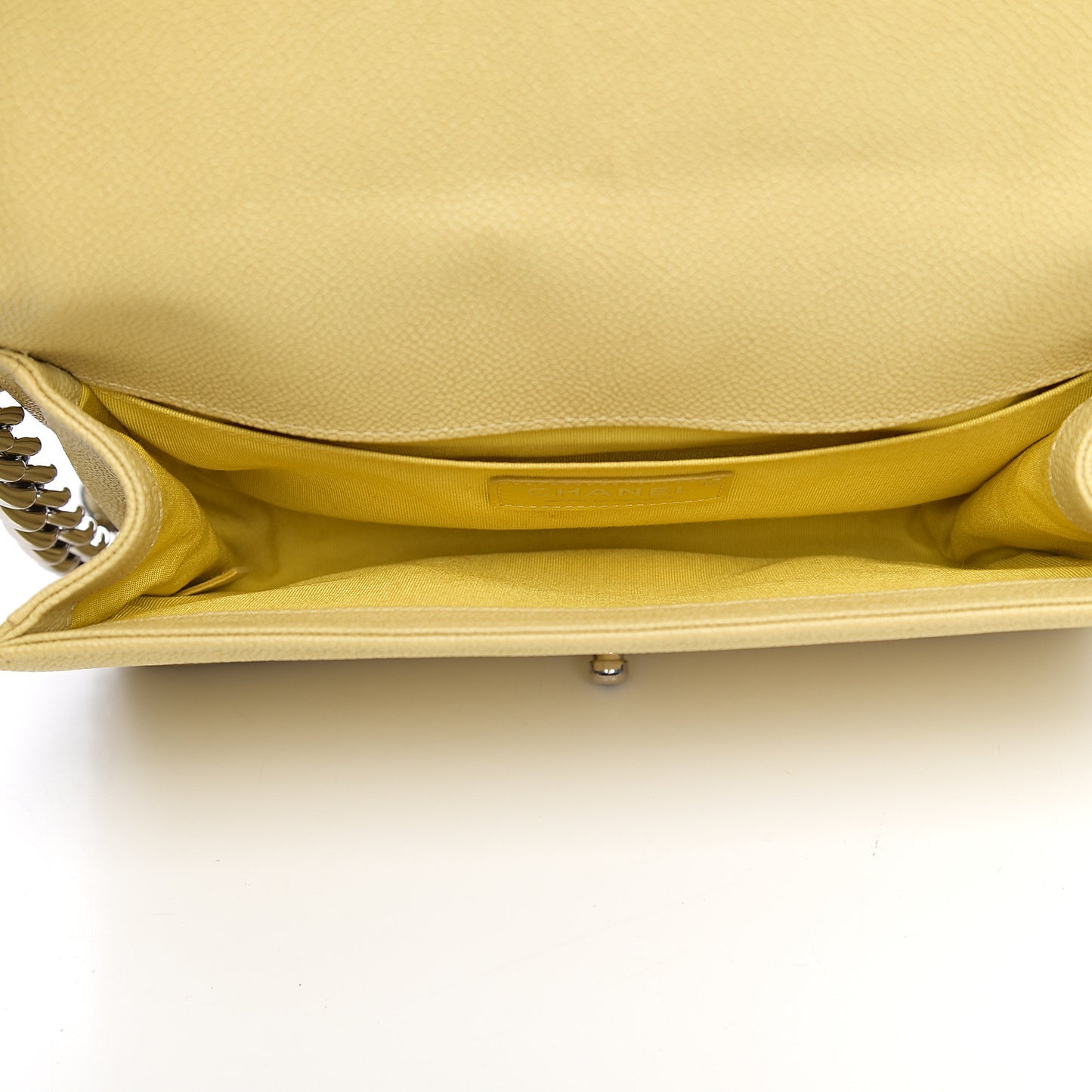 Caviar Quilted Medium Boy Flap Light Yellow