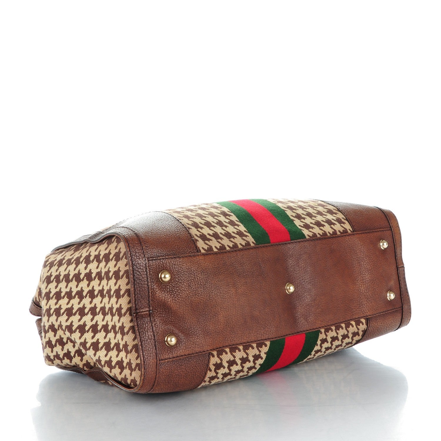 Gucci Fabric Pied De Poule Medium Seventies Web Boston Brown 4 of 9