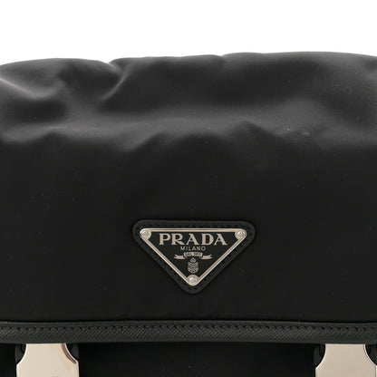 Prada Re-Nylon Saffiano Pocket Double Snap Buckle Shoulder Bag Black 8 of 14