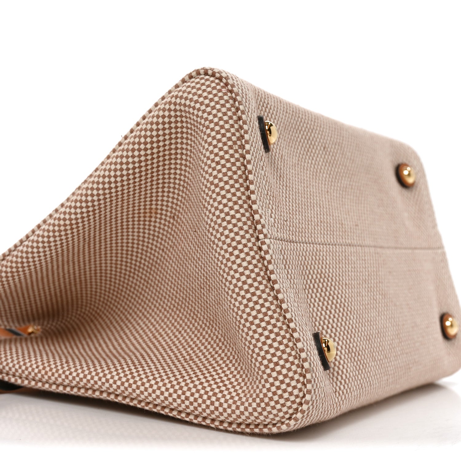 Valentino Garavani Cotton Canvas Calfskin Vlogo Small Antibes Tote Naturale Tobacco 8 of 9