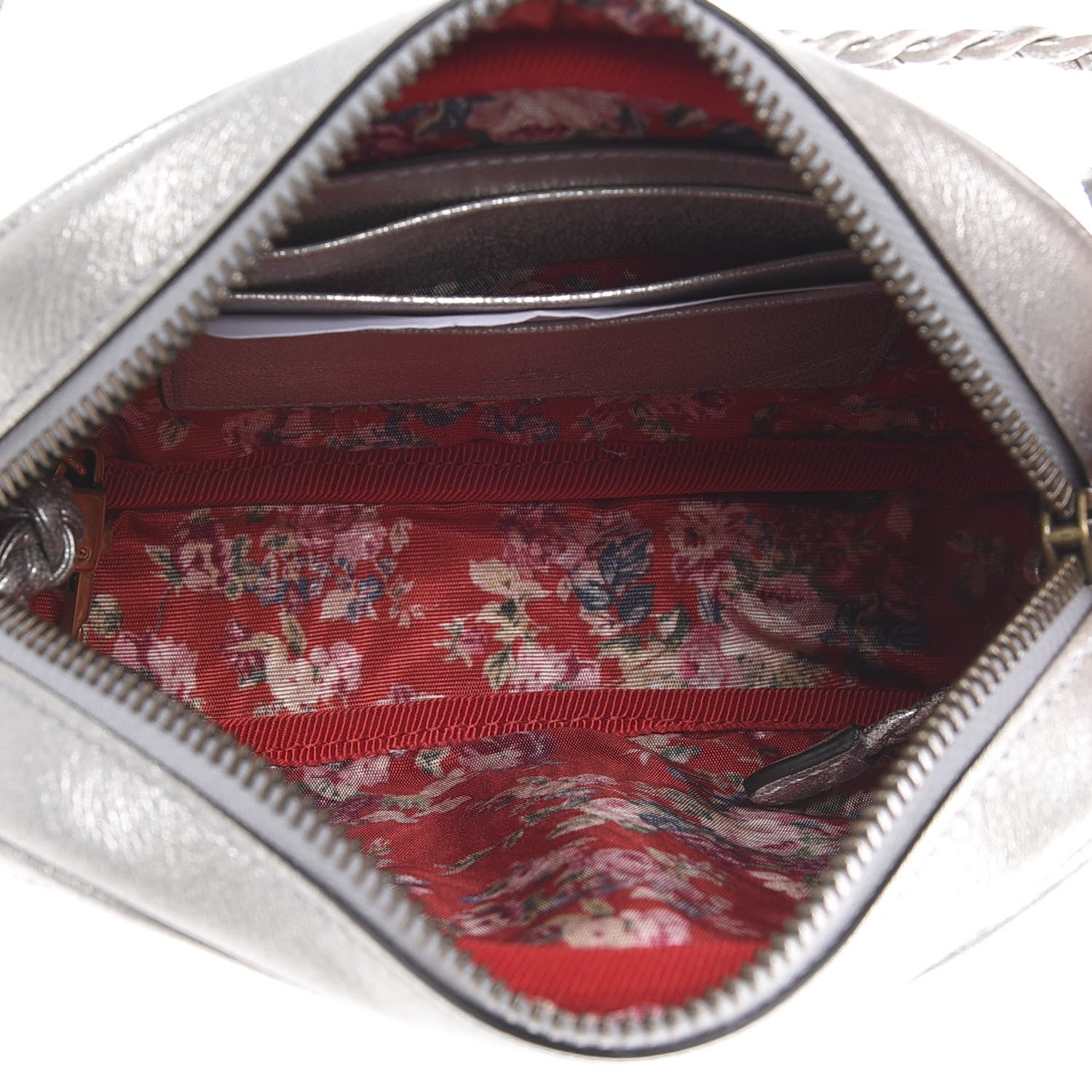 Gucci Laminated Nappa Web Trapuntata Mini GG Shoulder Bag Argento 4 of 10