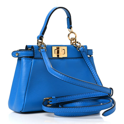 Fendi Shiny Nappa Micro Peekaboo Iconic Satchel Blue Royal 3 of 11