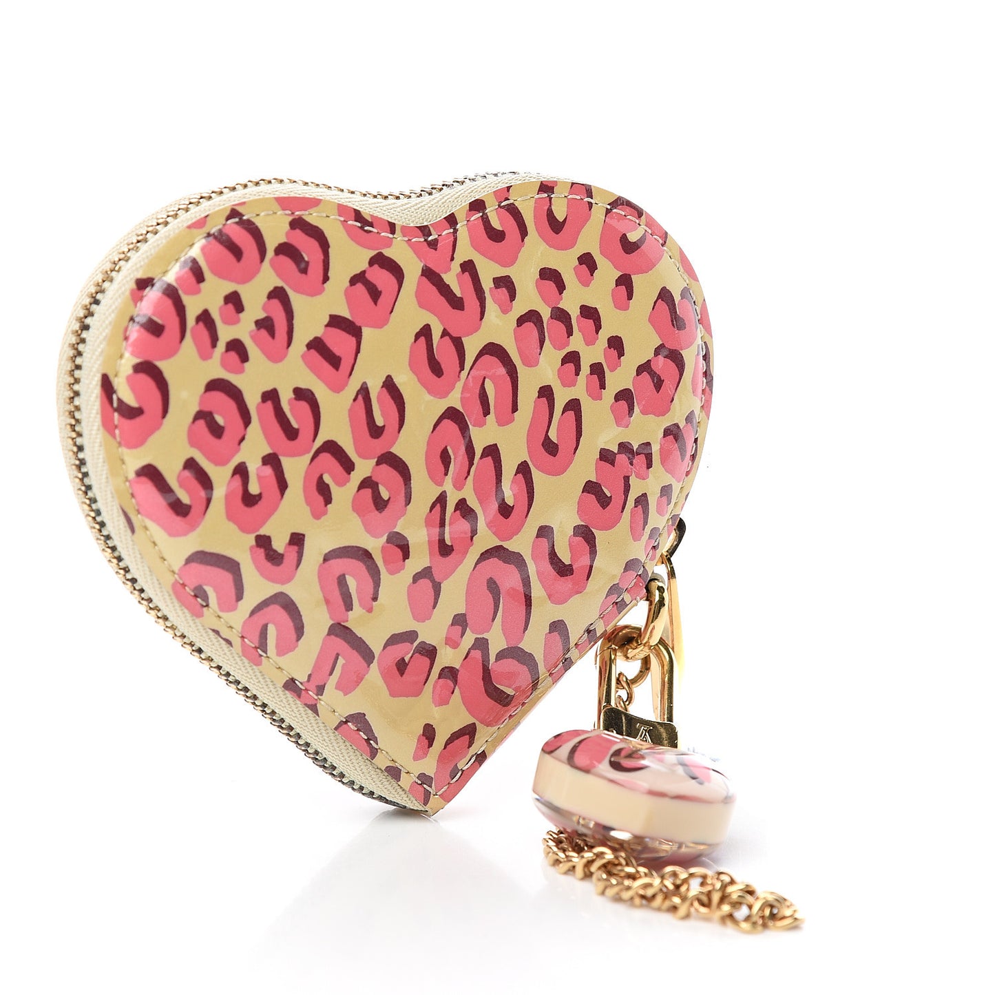Vernis Leopard Coeur Heart Coin Purse Blanc Corail