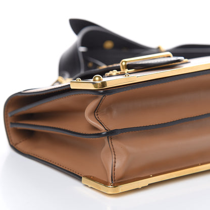 Prada City Calfskin Saffiano Cahier Bag Caramel Black 7 of 12