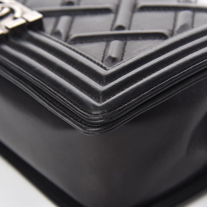 Chanel Lambskin Stitched Medium Boy Flap Black 11 of 24