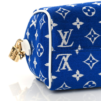 Louis Vuitton Jacquard Velvet Monogram LV Match Speedy Bandouliere 20 Blue 7 of 9