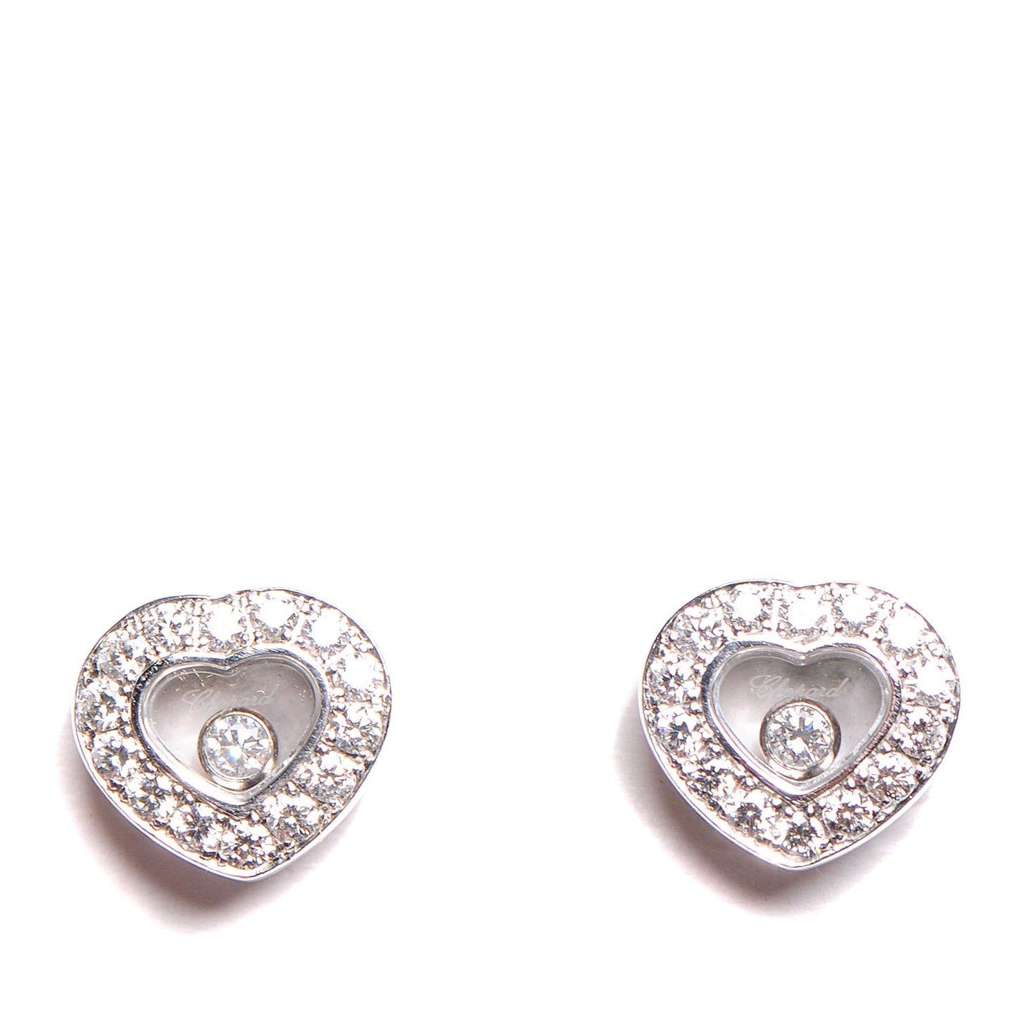 18K White Gold Happy Diamonds Heart Earrings