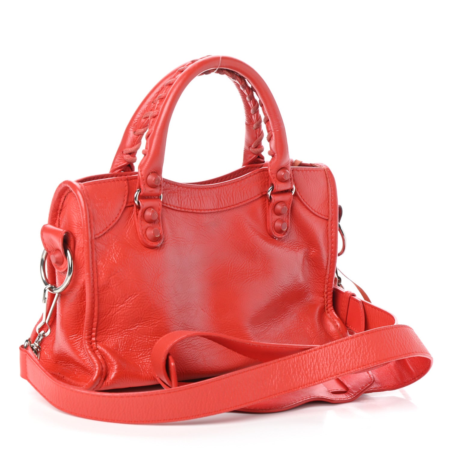 Balenciaga Matte Goatskin Rubber Covered Classic Hardware Mini City Rouge Coquelicot Rouge Braise 3 of 9