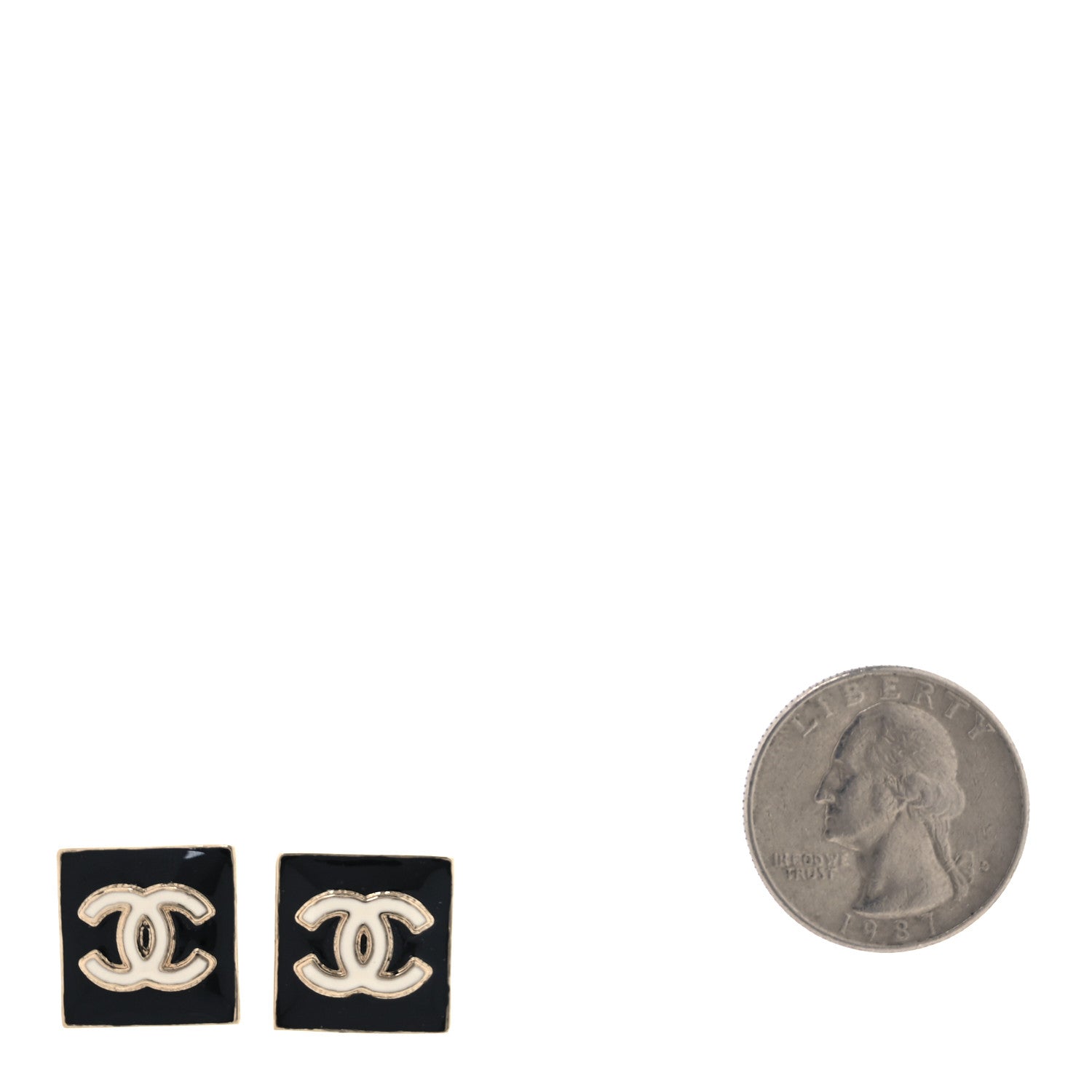 Chanel Enamel CC Square Earrings Black White 2 of 5