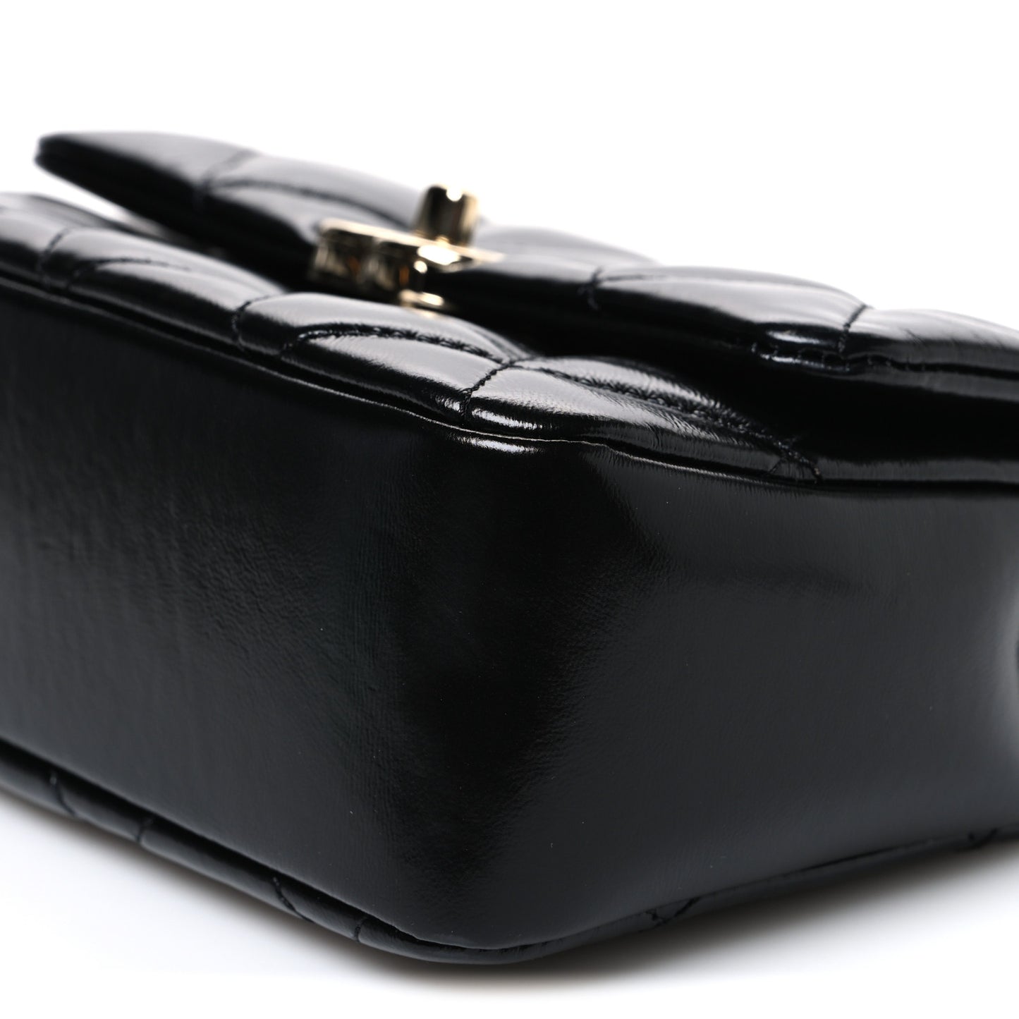 Shiny Lambskin Quilted Mini Coco Trip Flap Bag Black