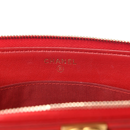 Chanel Lambskin Quilted Small Zipped Boy Pouch Red 7 of 14