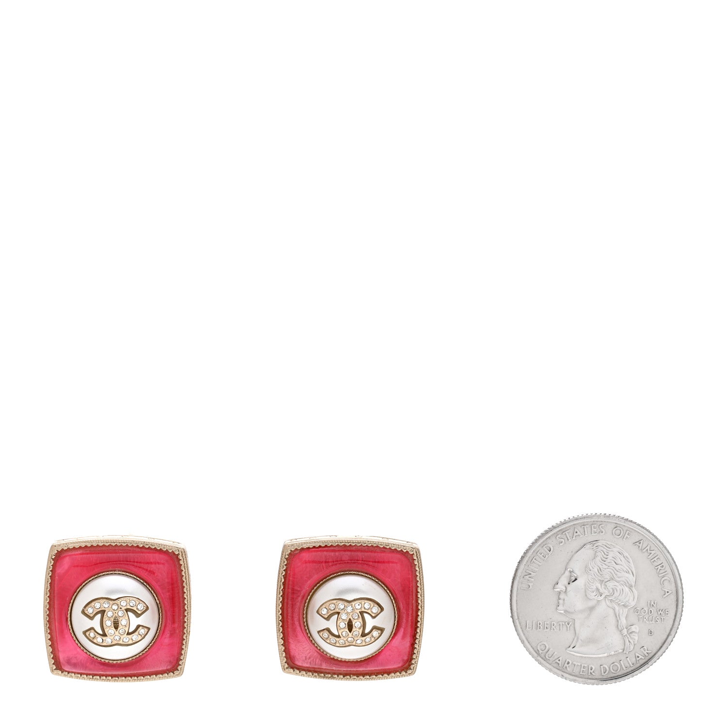 Chanel Metal Glass Pearl Strass CC Earrings Pink Gold 2 of 4