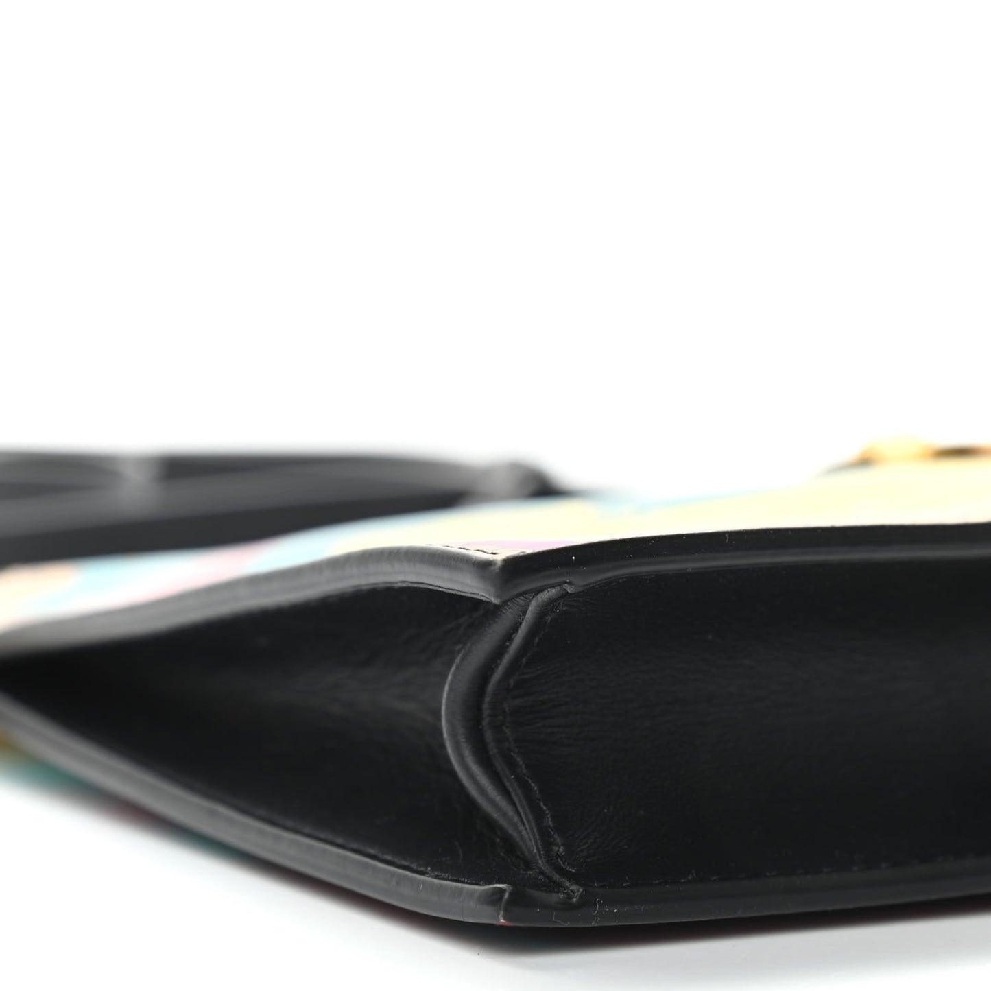 Vitello Baroque Print Wristlet Pouch Black Multicolor