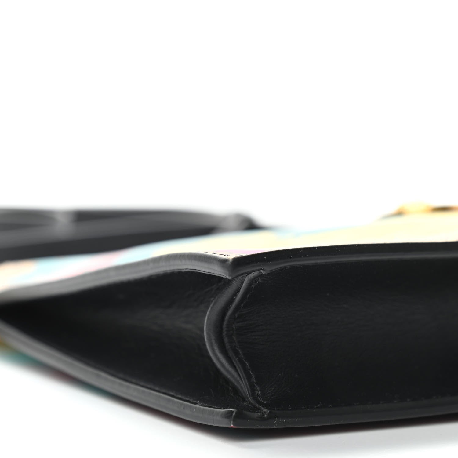 Versace Vitello Baroque Print Wristlet Pouch Black Multicolor 8 of 9
