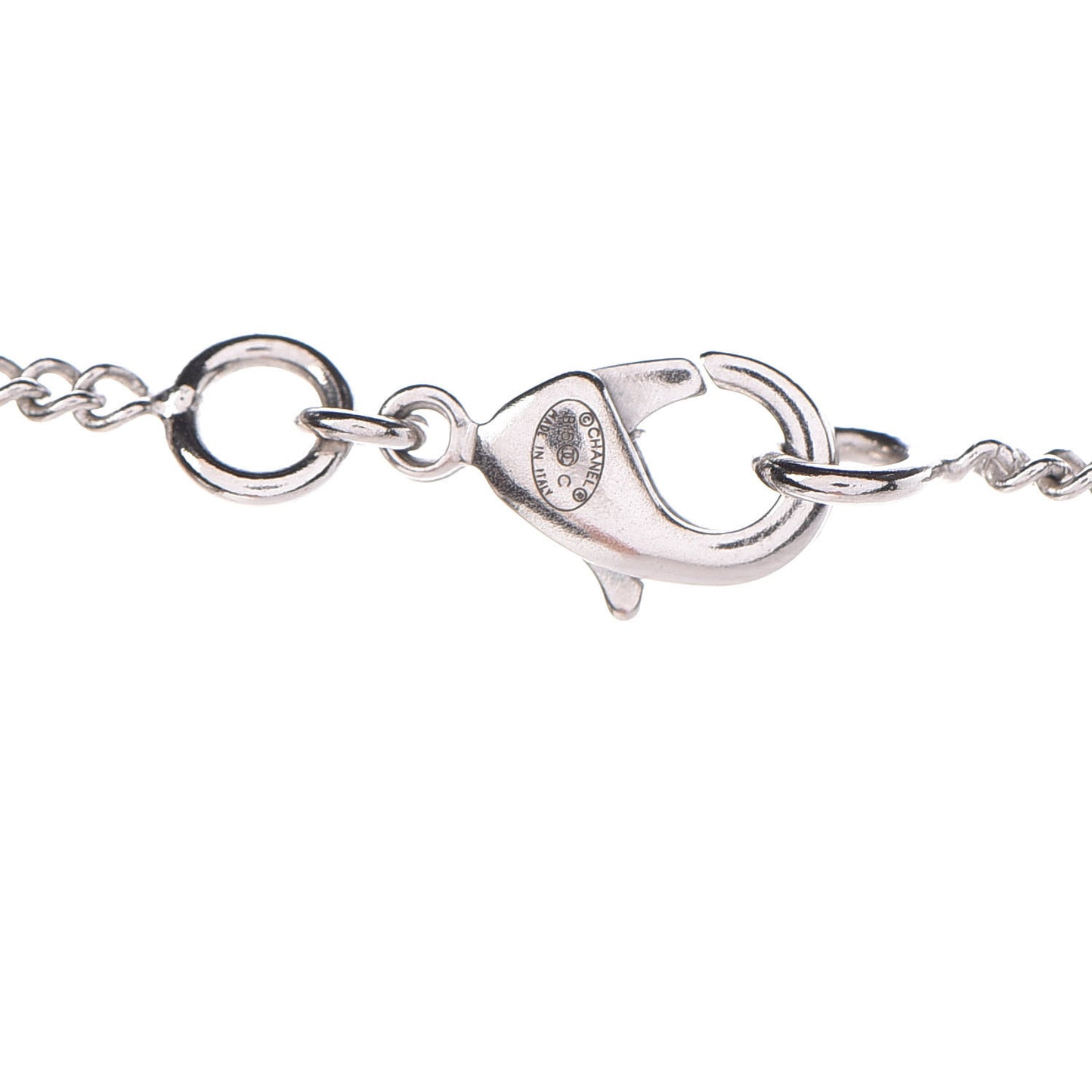 Baguette Crystal Moon CC Necklace Silver