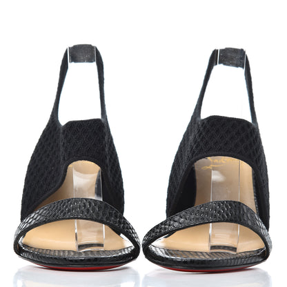 Christian Louboutin Calfskin Mesh Snakeskin Embossed Georgette 85 Sandals 37 Black 2 of 11