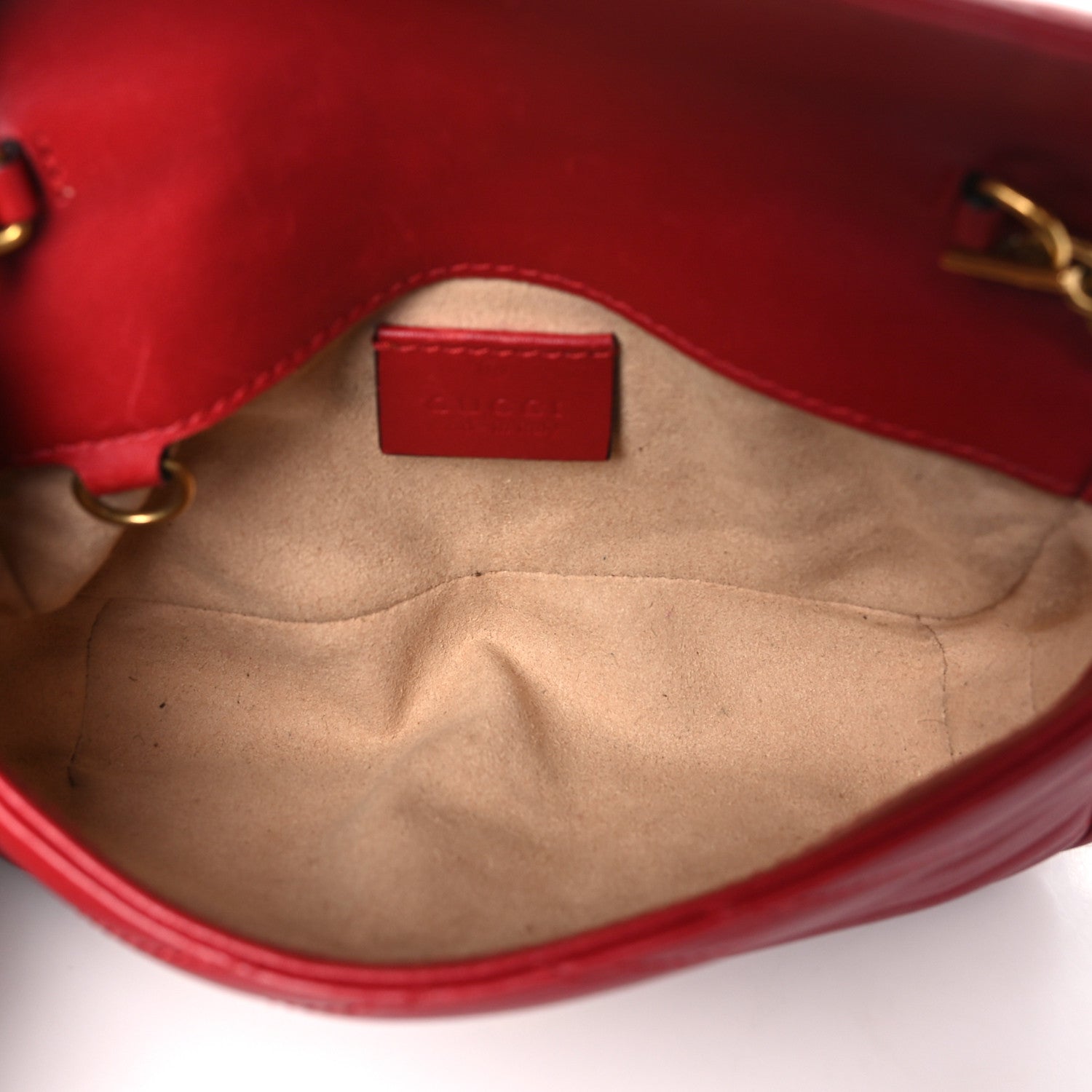 Gucci Calfskin Matelasse Super Mini GG Marmont Shoulder Bag Hibiscus Red 5 of 11