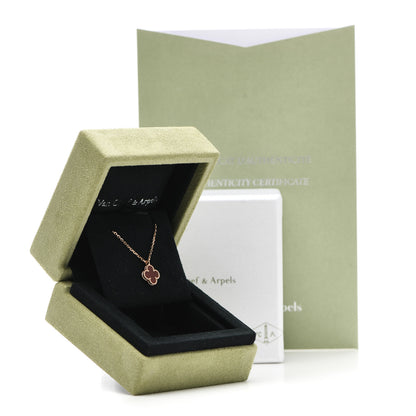 Van Cleef & Arpels 18K Rose Gold Carnelian Sweet Alhambra Pendant Necklace 6 of 6