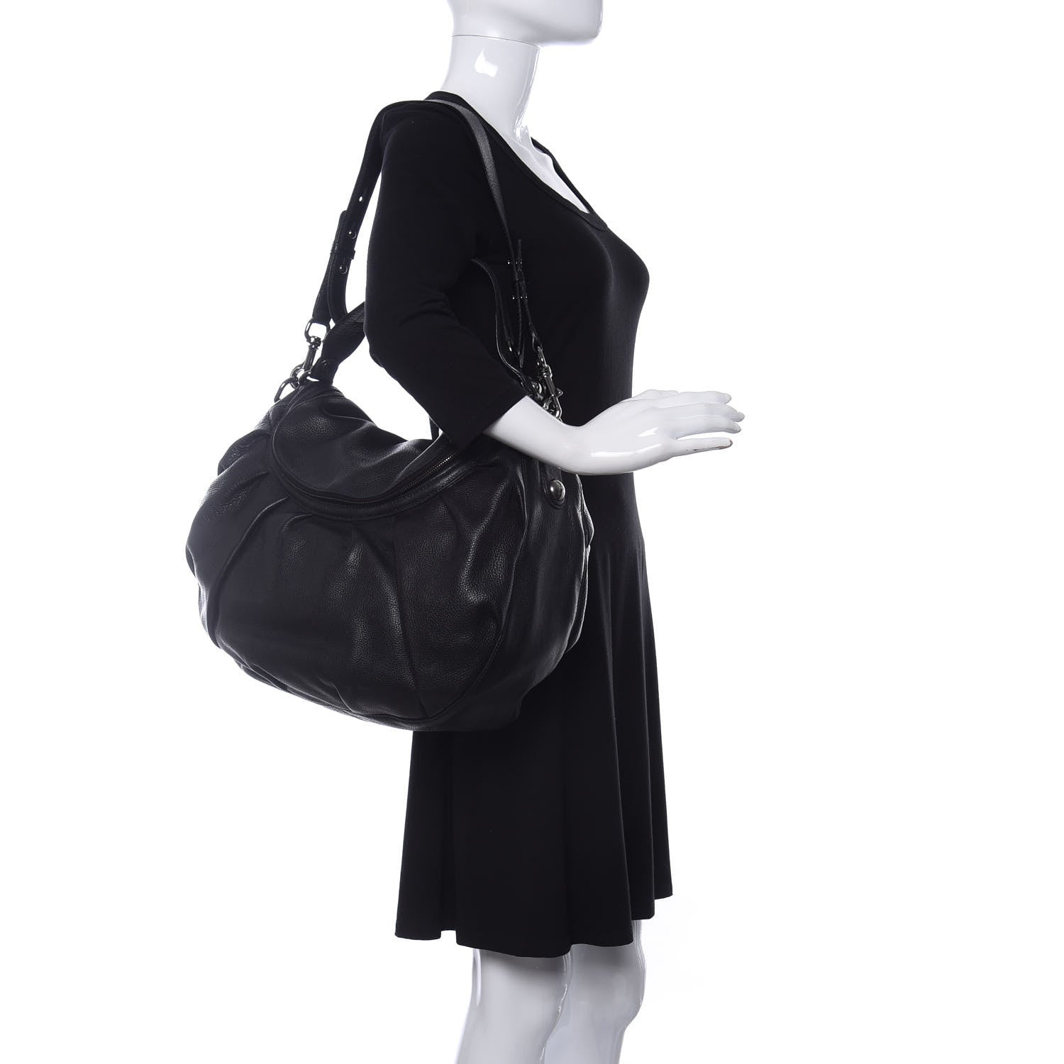 Gucci Pebbled Calfskin Medium Icon Bit Shoulder Bag Black 2 of 11