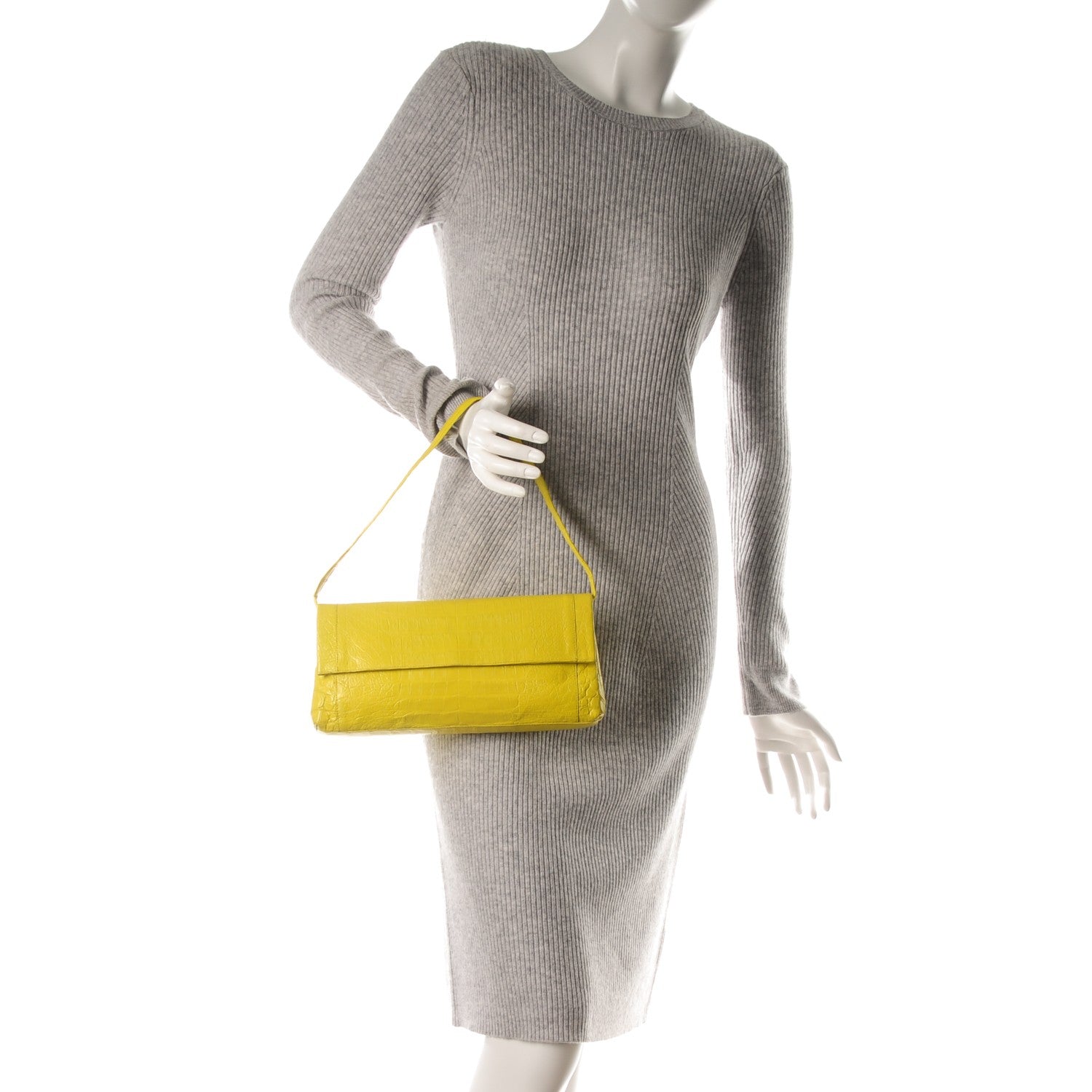 Nancy Gonzalez Crocodile Soft Flap Clutch Yellow 2 of 7