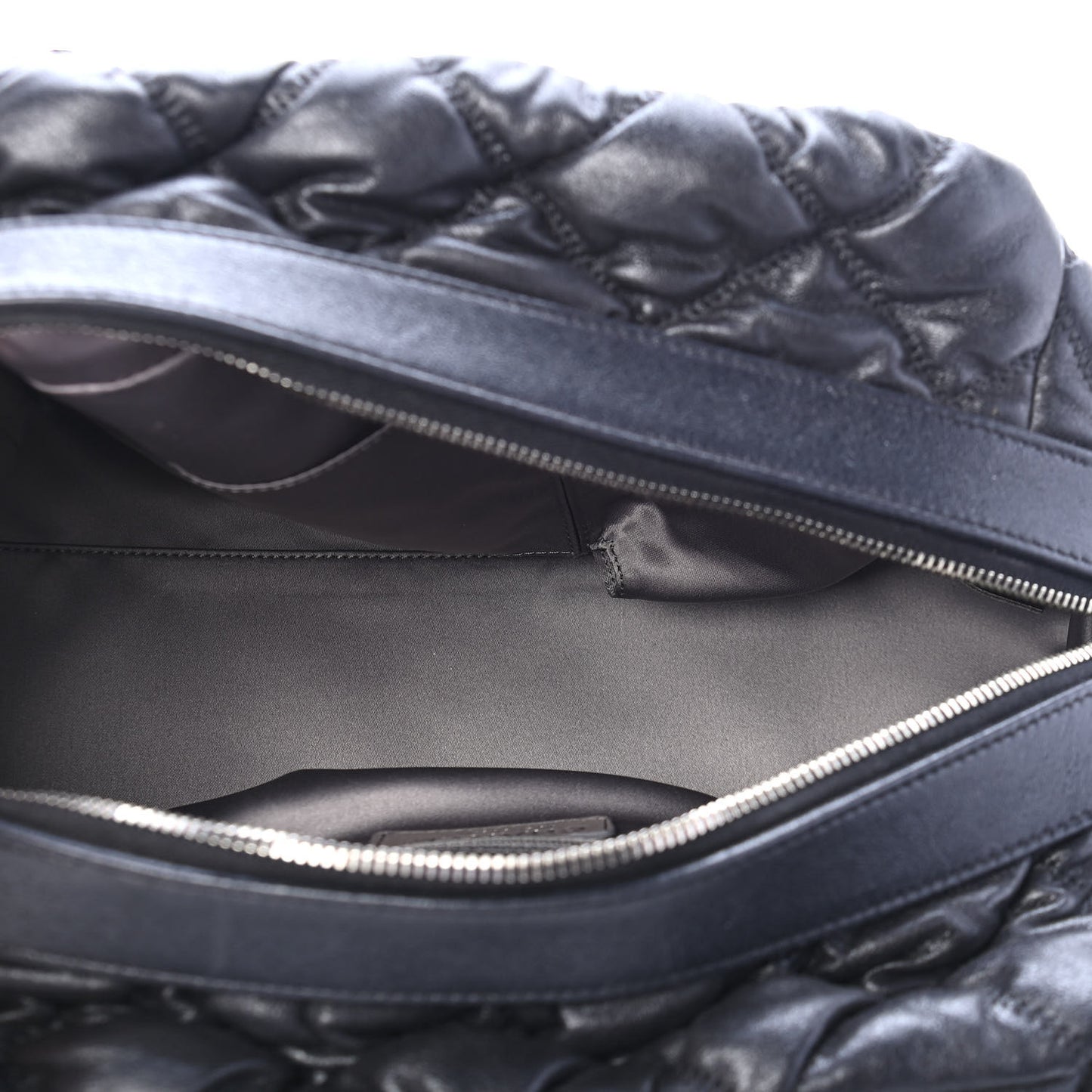 Calfskin Bubble Quilt Bowler Black