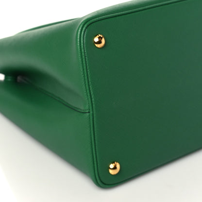 Prada Saffiano Cuir Medium Double Bag Verde 9 of 10