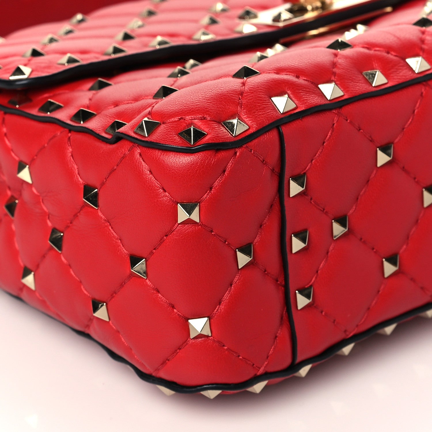 Valentino Garavani Lambskin Medium Rockstud Spike Shoulder Bag Red 8 of 9