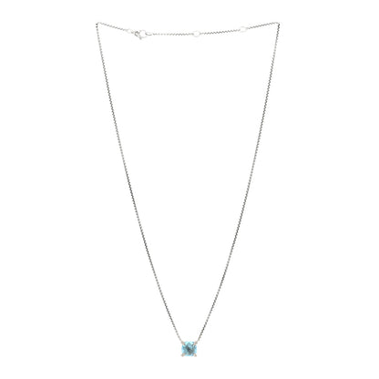 David Yurman Sterling Silver Diamond Blue Topaz 9mm Petite Chatelaine Pendant Necklace 3 of 4
