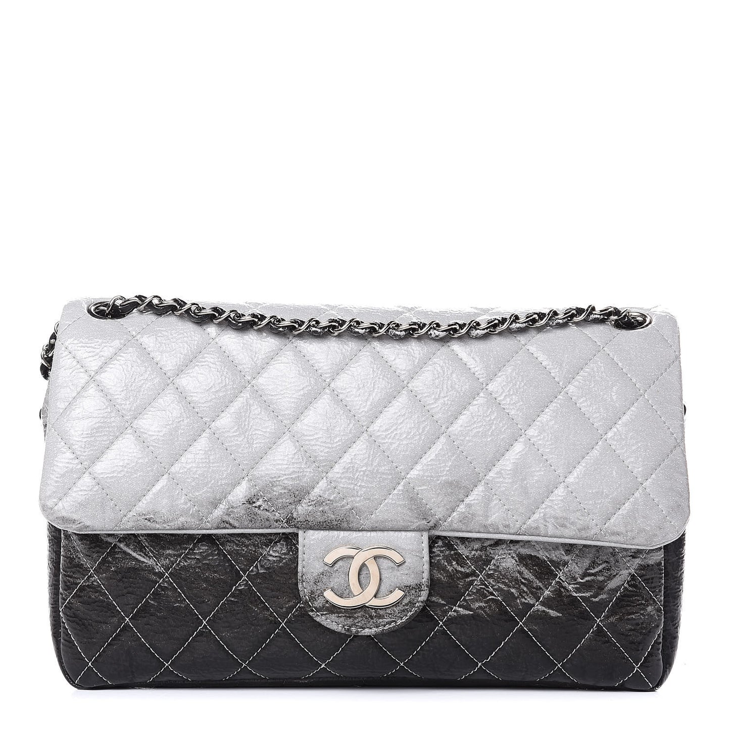 Vinyl Quilted Jumbo Melrose Degrade Flap Black
