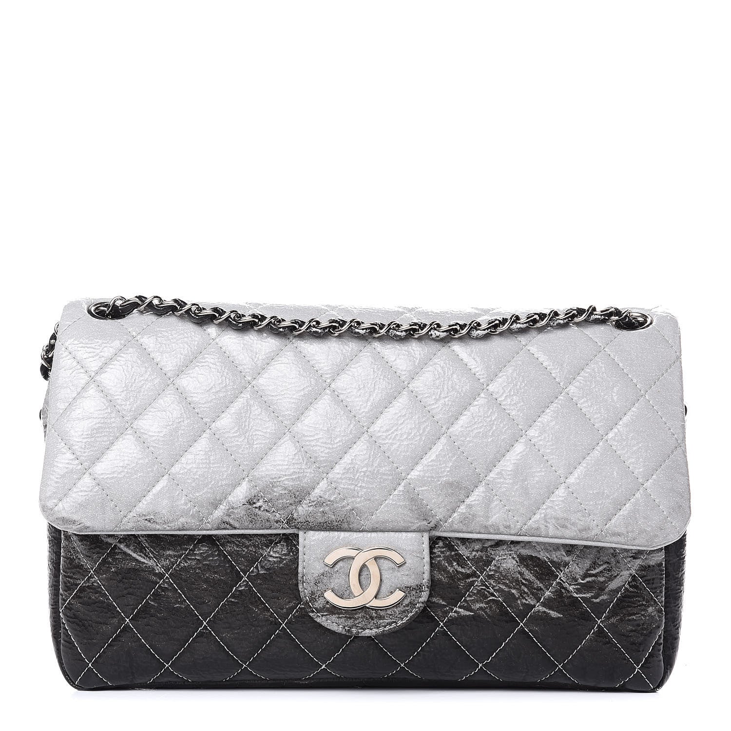 Chanel Vinyl Quilted Jumbo Melrose Degrade Flap Black 1 of 11