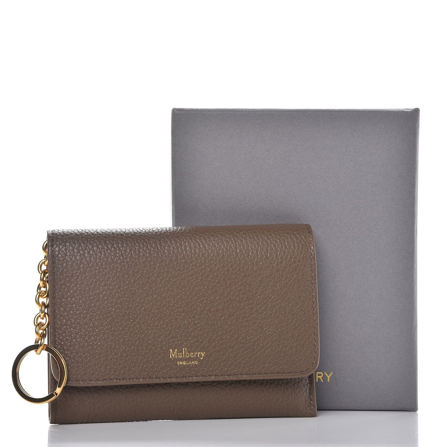 Small Classic Grain Continental Key Coin Pouch Clay