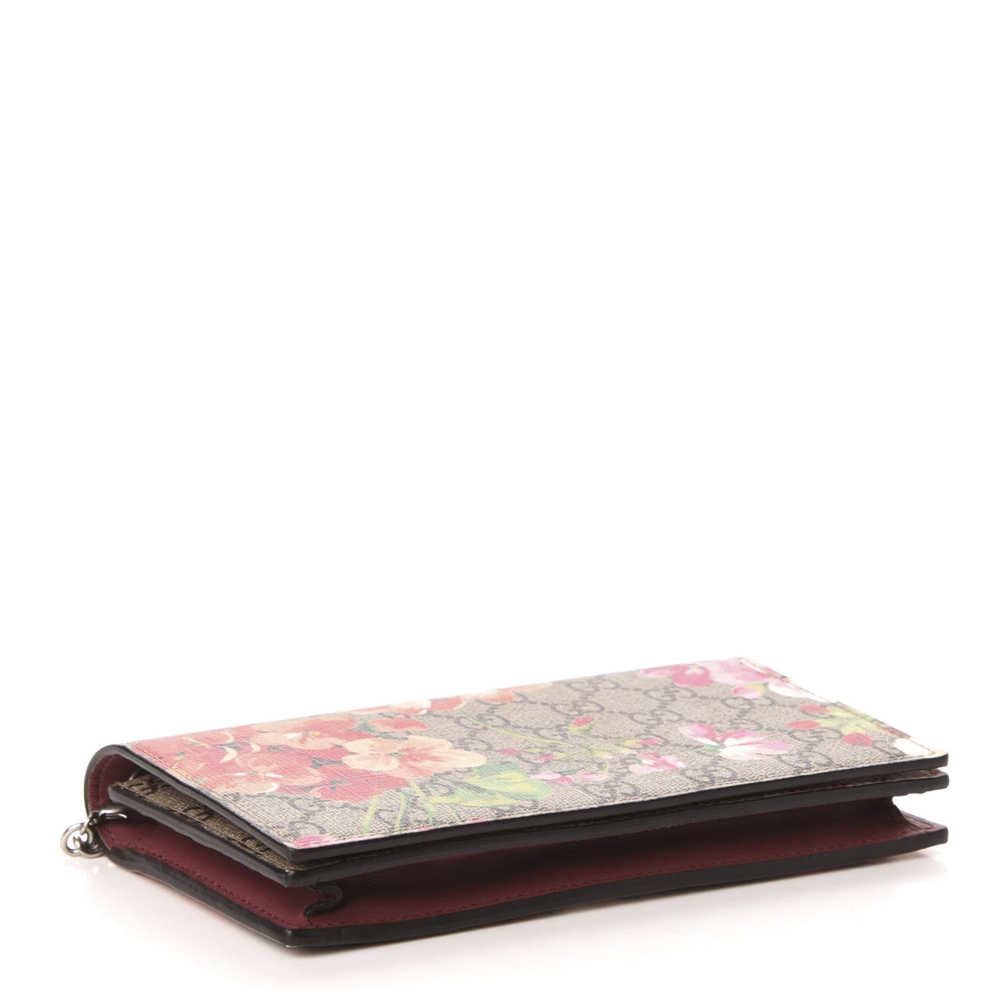 GG Supreme Monogram Blooms Chain Wallet Beige Multicolor Dry Rose