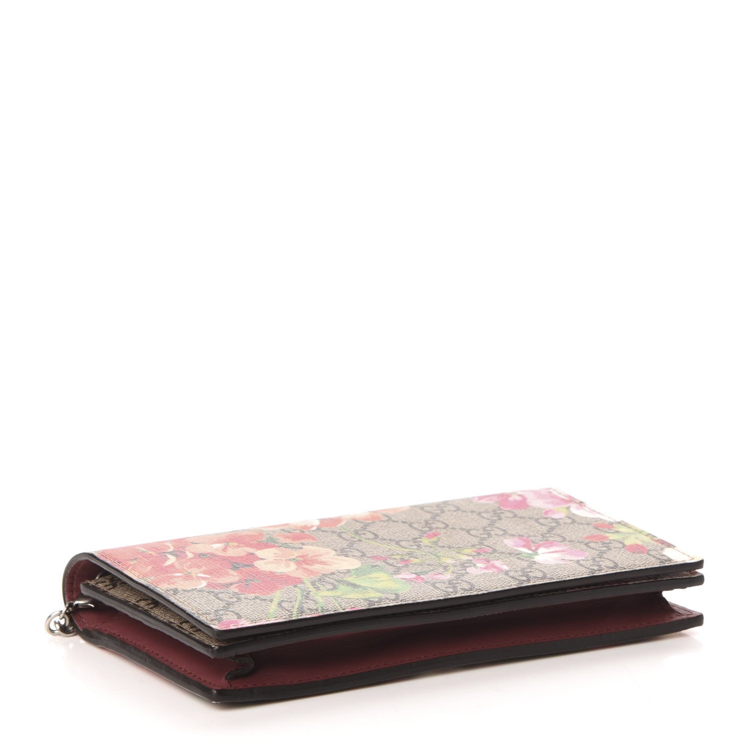 Gucci GG Supreme Monogram Blooms Chain Wallet Beige Multicolor Dry Rose 4 of 9