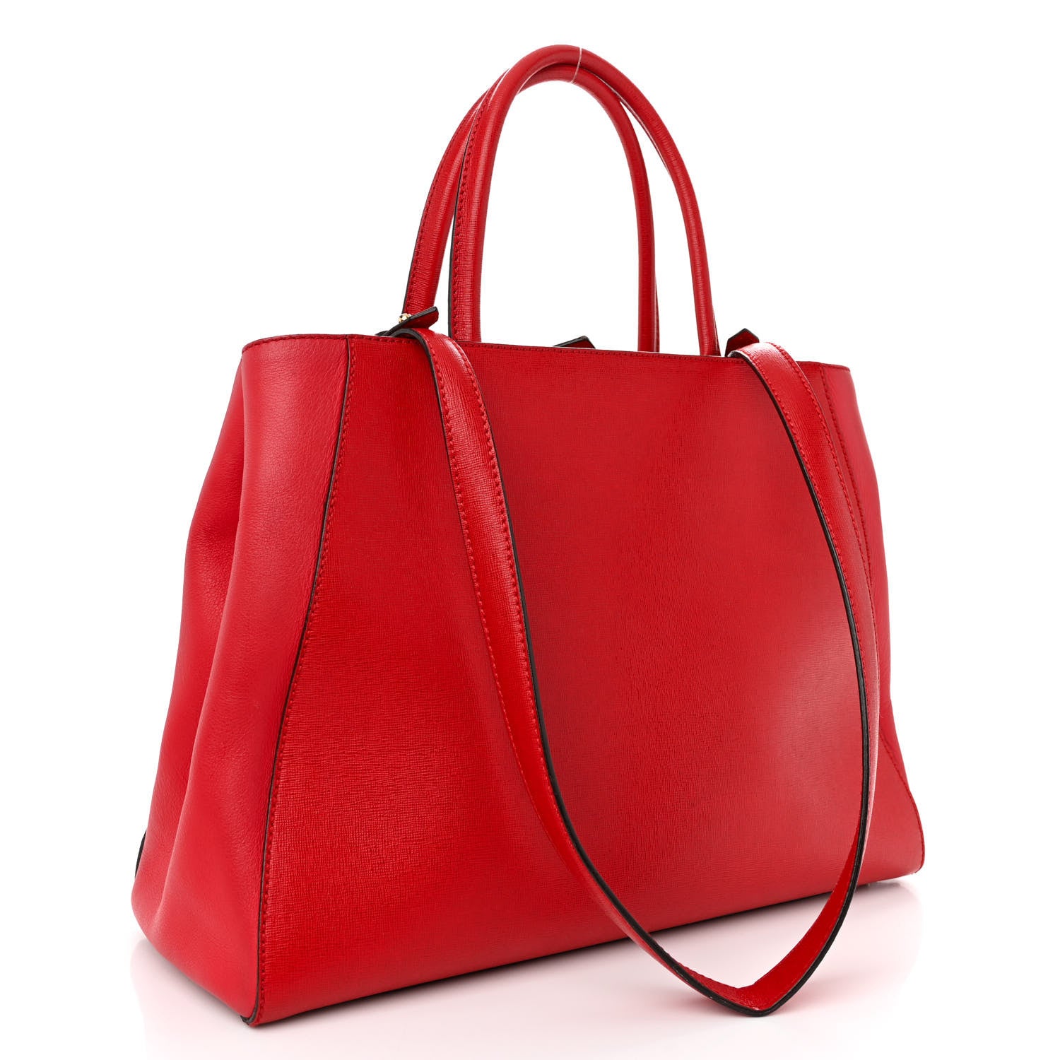 Fendi Vitello Elite Flamingo Regular 2Jours Tote Rosso Fiamma 3 of 13