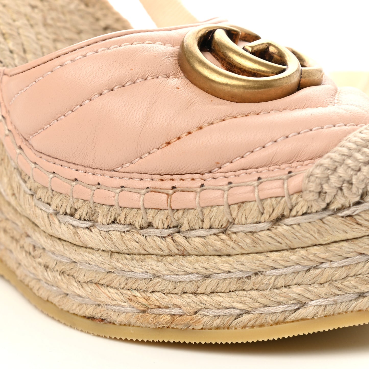 Nappa Matelasse GG Marmont Ankle Wrap Platform 35/120mm Espadrille Wedges 39 Skin Rose