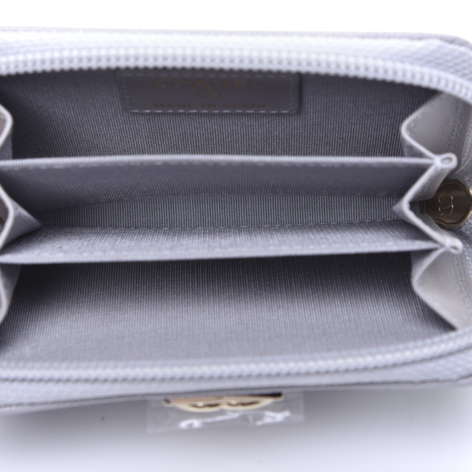 Chanel Caviar Quilted Boy Zip Around Coin Purse Wallet Grey 4 of 11