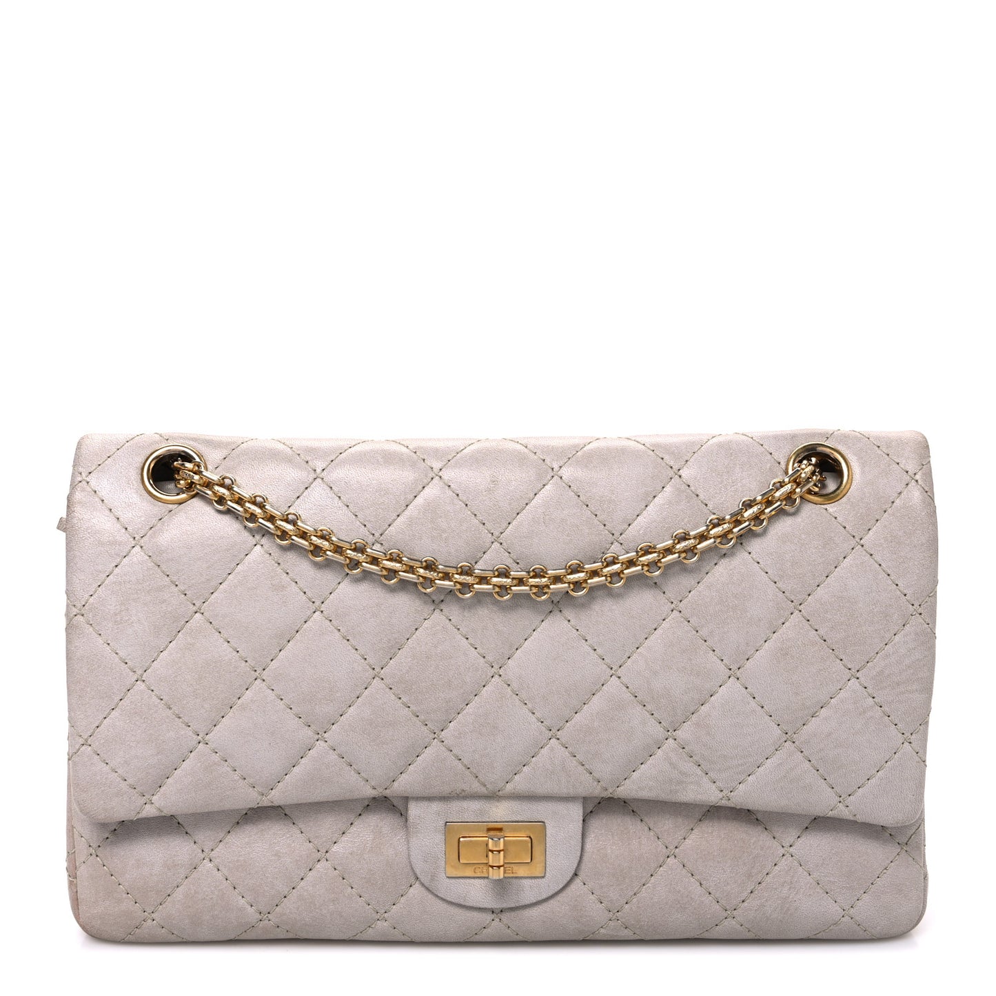 Aged Calfskin Quilted 2.55 Reissue 226 Flap Blanc Fonce