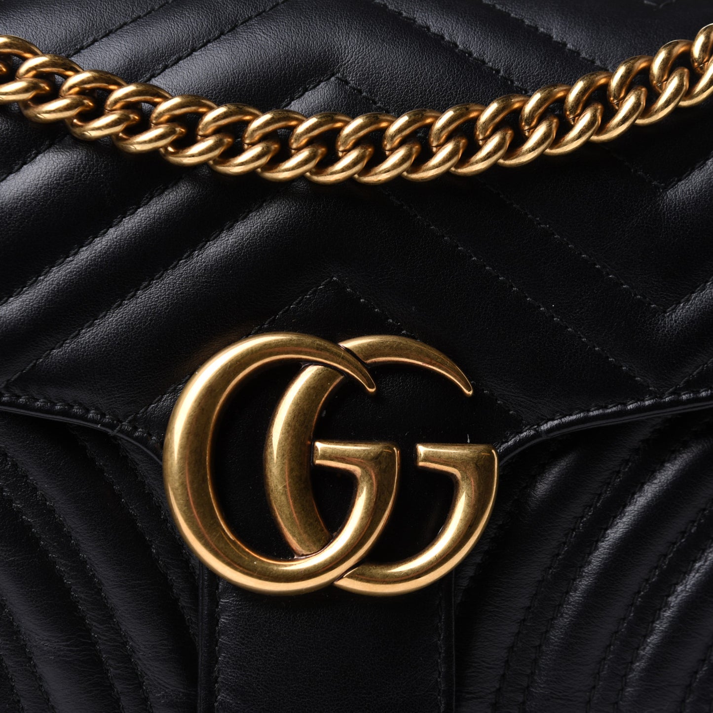 Calfskin Matelasse Small GG Marmont Shoulder Bag Black