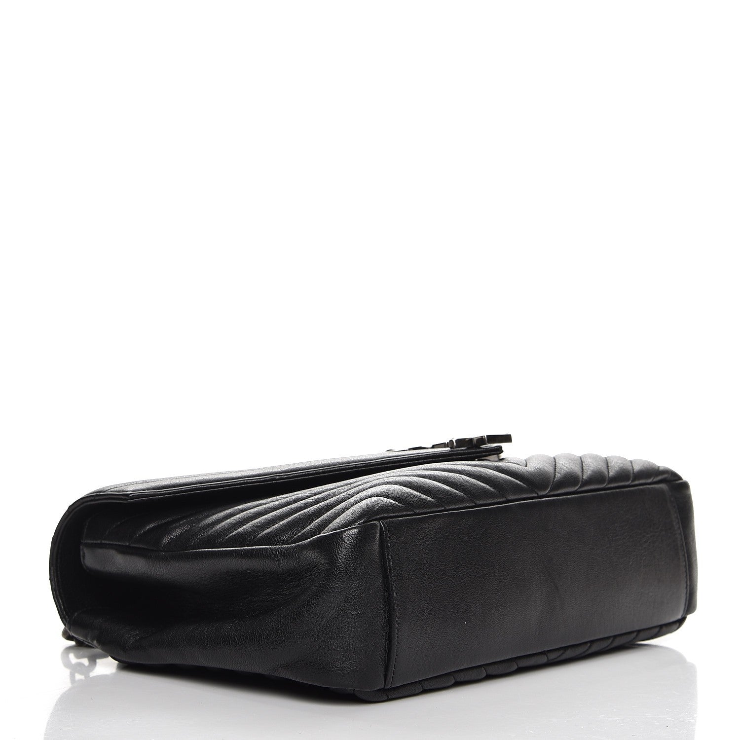 Saint Laurent Sheepskin Matelasse Chevron Monogram Large College Satchel Black 5 of 8