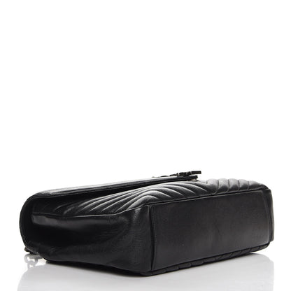 Saint Laurent Sheepskin Matelasse Chevron Monogram Large College Satchel Black 5 of 8