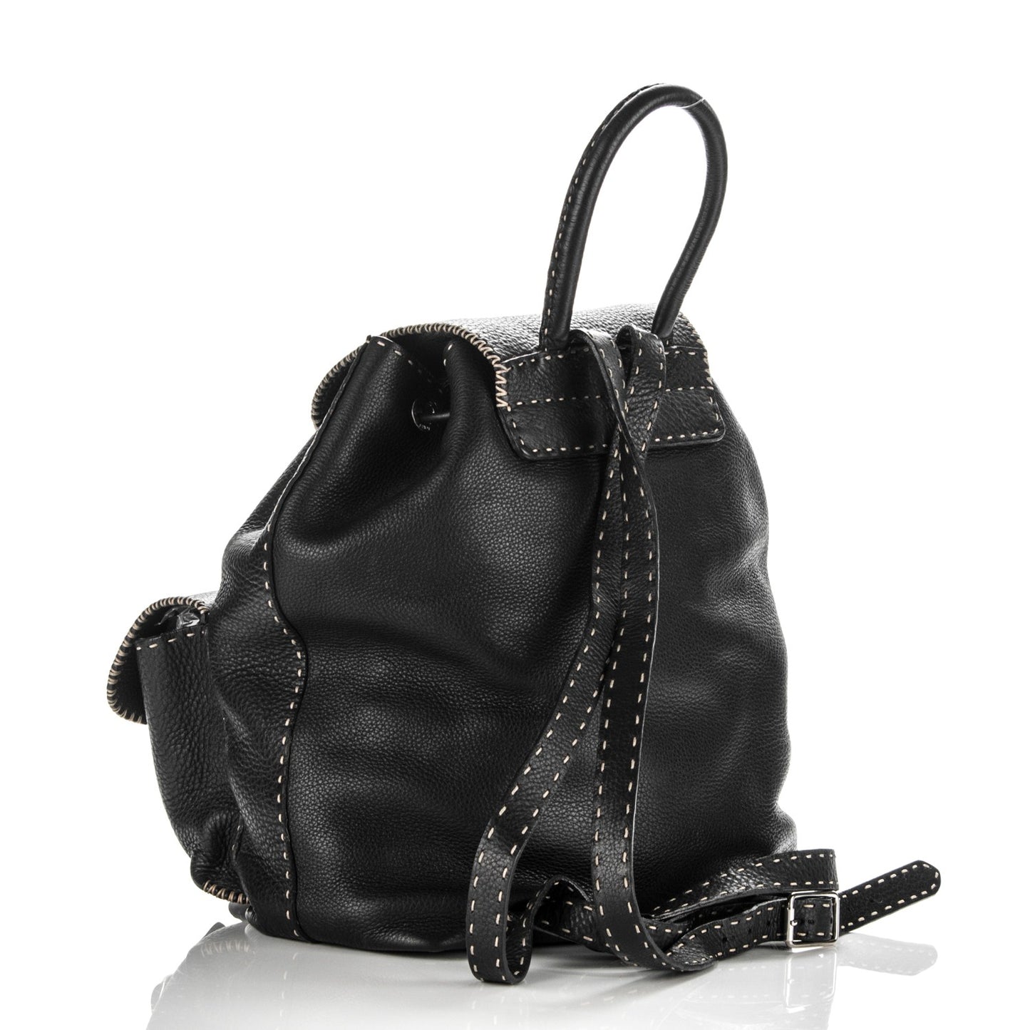 Calfskin Romano Selleria Drawstring Backpack Brown