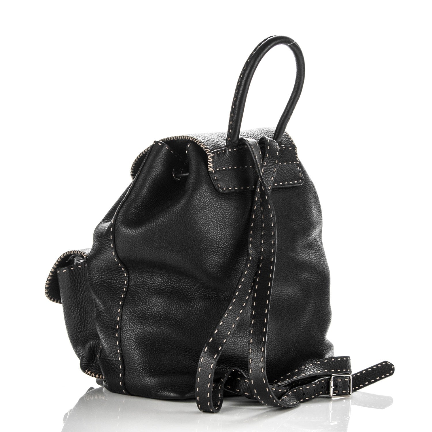 Fendi Calfskin Romano Selleria Drawstring Backpack Brown 3 of 6