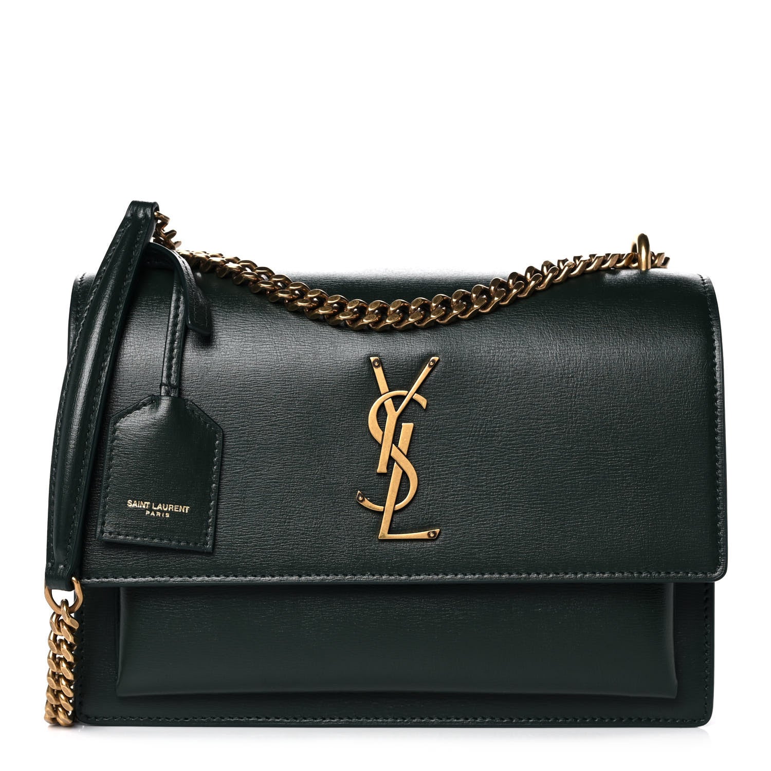 Saint Laurent Calfskin Medium Monogram Sunset Dark Green 1 of 15