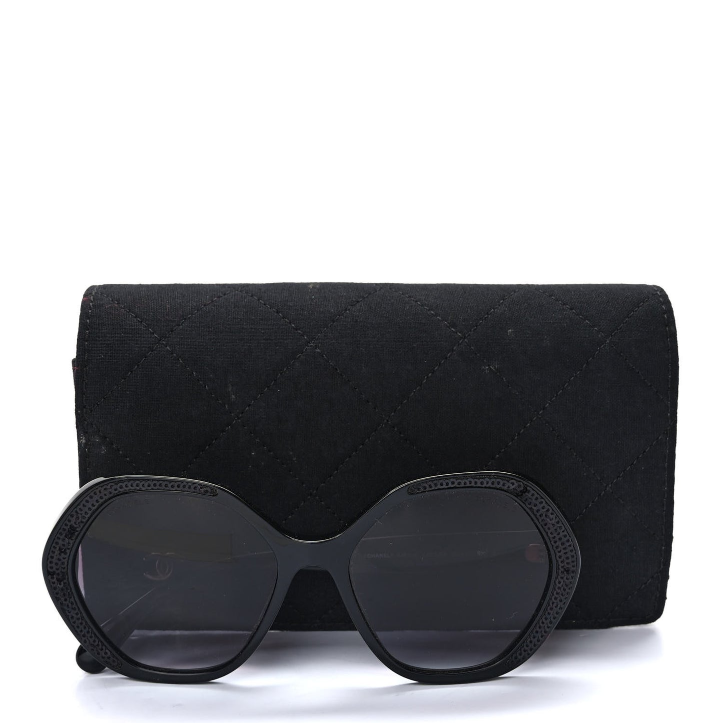 Acetate Sequin Round Sunglasses 5451-A Black