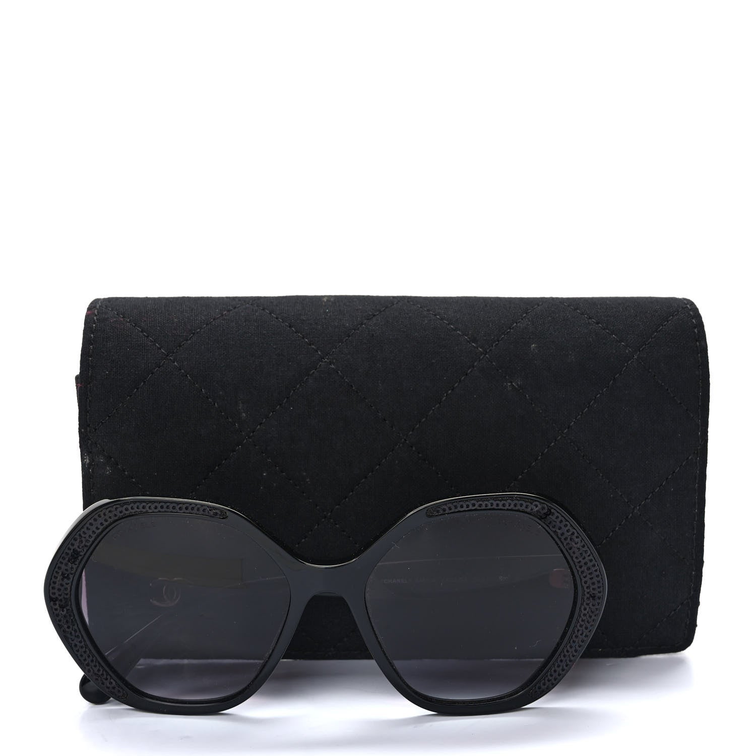 Chanel Acetate Sequin Round Sunglasses 5451-A Black 8 of 8