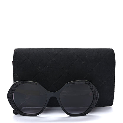 Chanel Acetate Sequin Round Sunglasses 5451-A Black 8 of 8