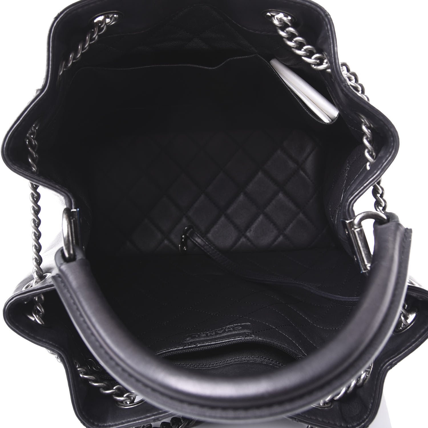 Chanel Calfskin Stitched Large Urban Luxury Drawstring Backpack Black 4 of 10