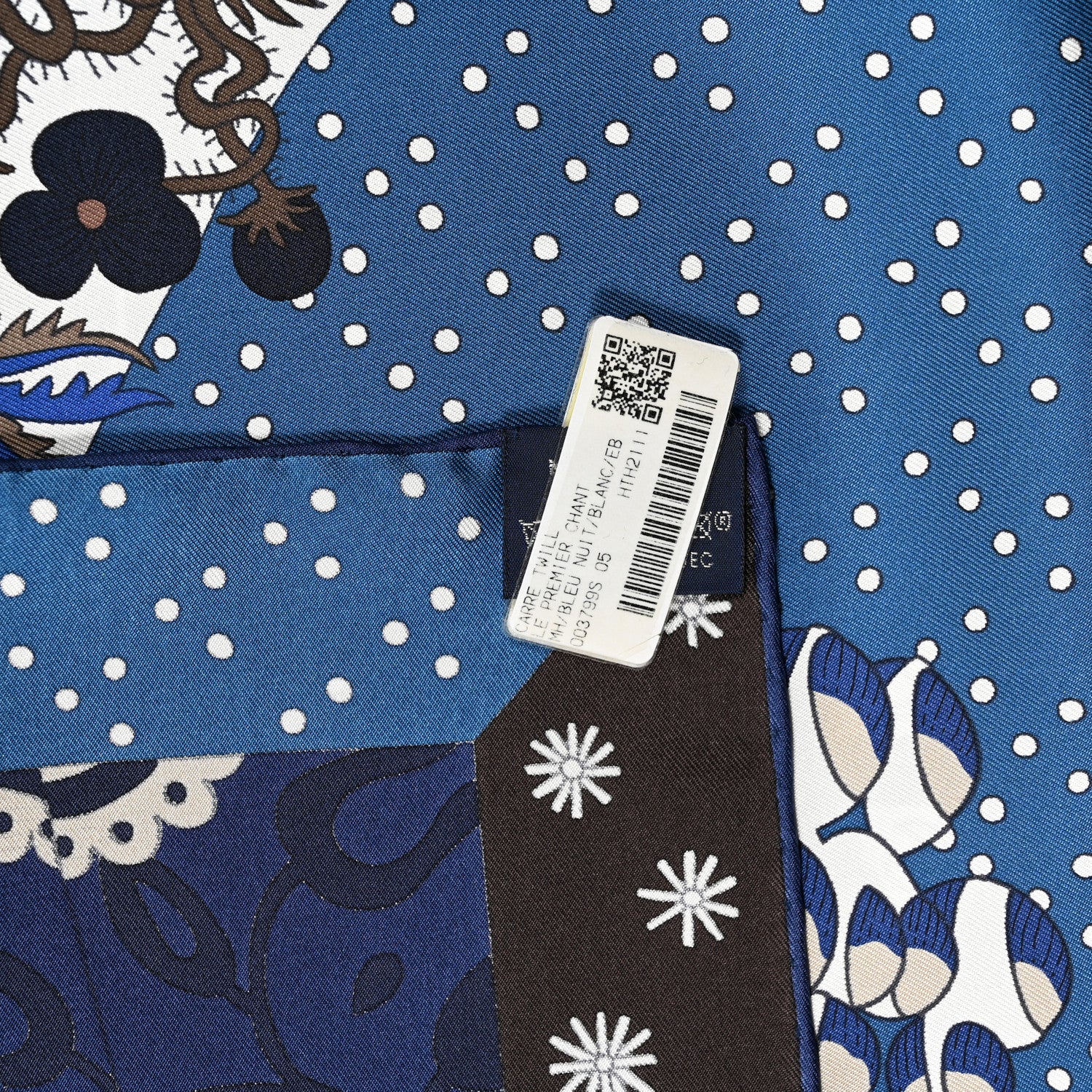 Hermes Silk Twill Le Premier Chant Scarf 90 Bleu Nuit White Ebene 3 of 4